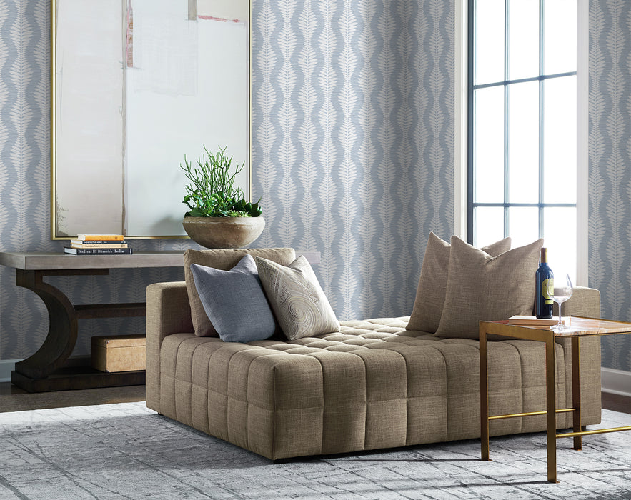 Lillian August Carina Leaf Ogee Charlotte Blue Wallpaper LN40512