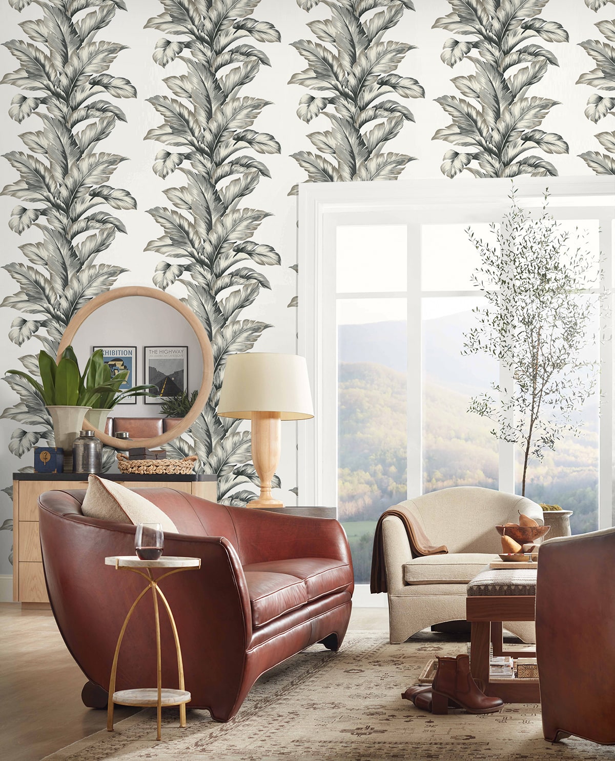 Lillian August Banana Springs  Greystone Wallpaper Sample LN40600