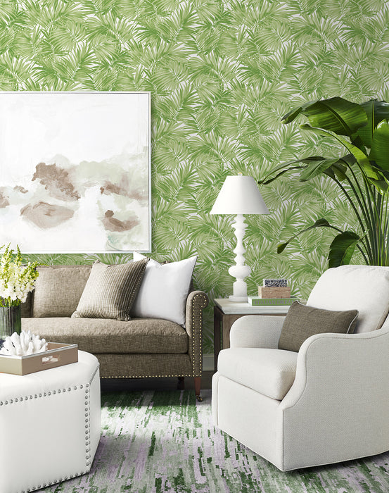 Lillian August Cordelia Tossed Palms Spring Green Wallpaper LN40704