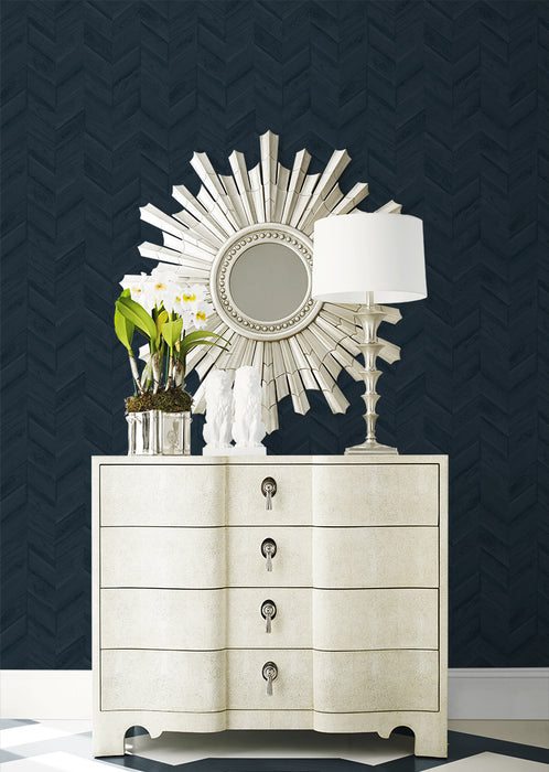 Lillian August Keone Bay Chevron Nightfall Wallpaper Sample LN40802