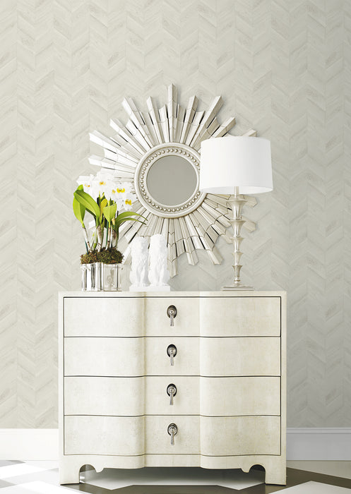 Lillian August Keone Bay Chevron Pearl Grey Wallpaper Sample LN40805