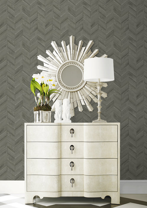 Lillian August Keone Bay Chevron Harbor Grey Wallpaper Sample LN40808