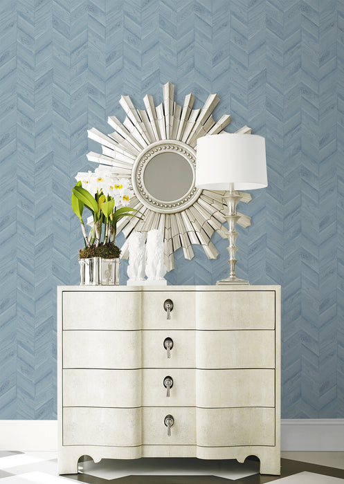 Lillian August Keone Bay Chevron Bay Blue Wallpaper Sample LN40812