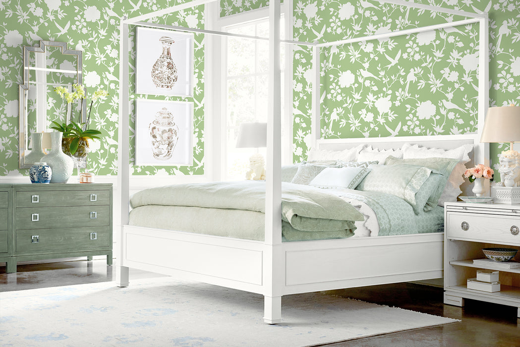 Lillian August Kauai Bird Toile Seacrest Green Wallpaper LN40904
