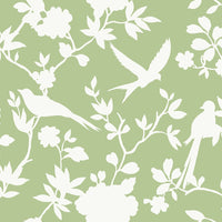 Lillian August Kauai Bird Toile Seacrest Green Wallpaper LN40904