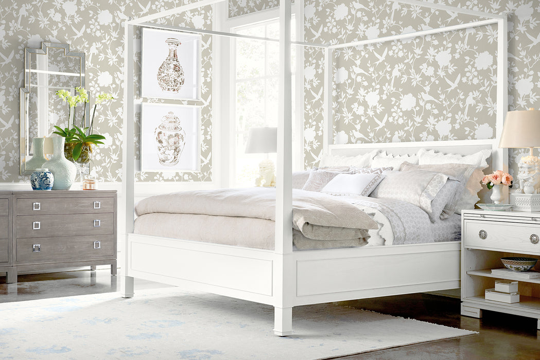 Lillian August Kauai Bird Toile Argos Grey Wallpaper LN40907