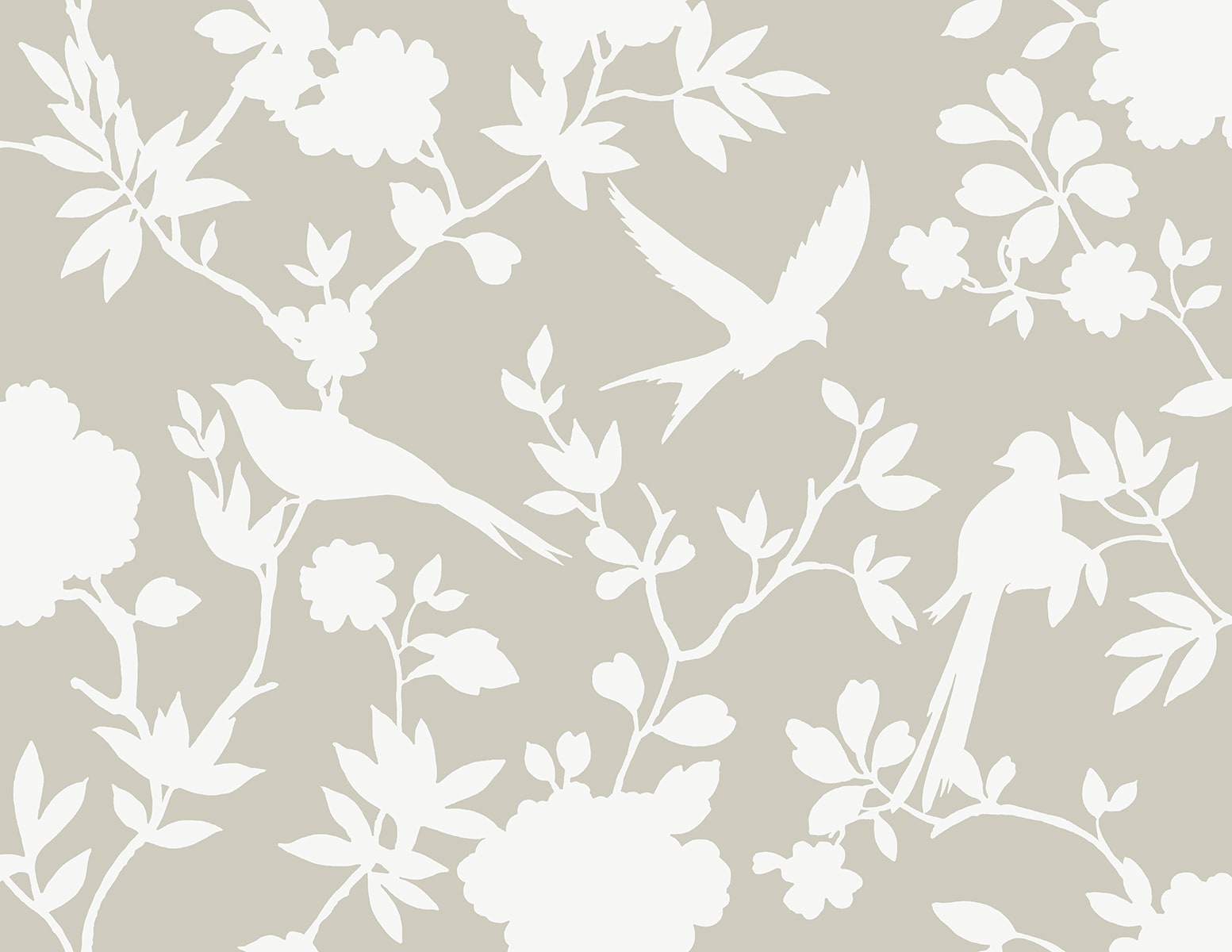 Lillian August Kauai Bird Toile Argos Grey Wallpaper Sample LN40907