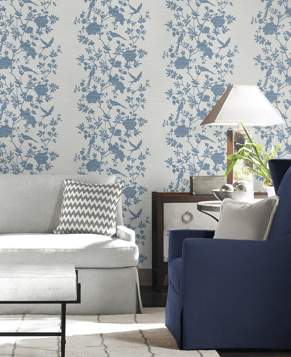 Lillian August Aloha Bird Trail Denim Blue Wallpaper Sample LN41002