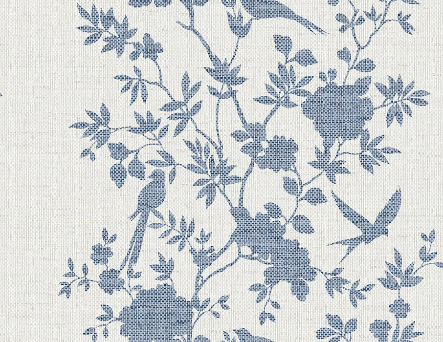 Lillian August Aloha Bird Trail Denim Blue Wallpaper Sample LN41002