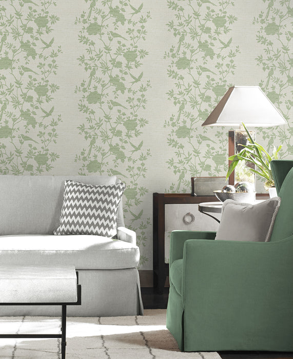 Lillian August Aloha Bird Trail Green Ivy Wallpaper Sample LN41004