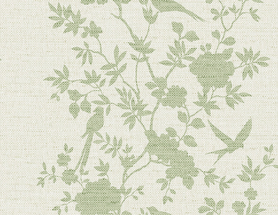 Lillian August Aloha Bird Trail Green Ivy Wallpaper Sample LN41004