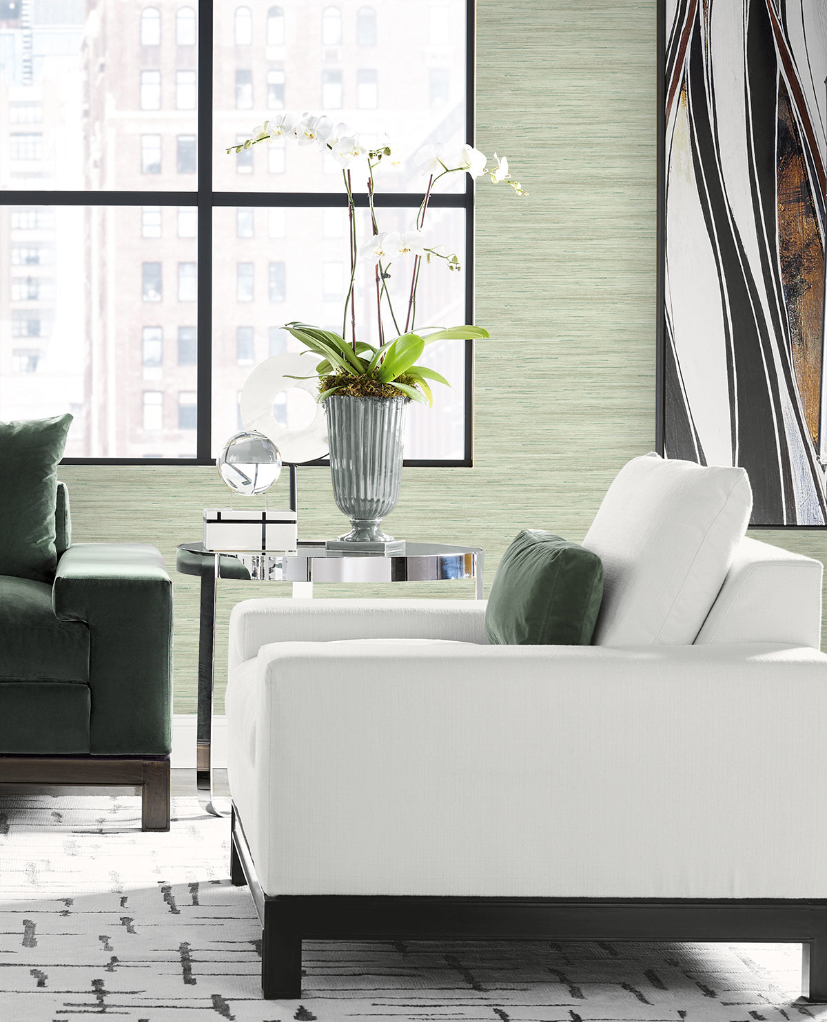 Lillian August Loe Sanctuary Stria Seaglass Wallpaper Sample LN41104