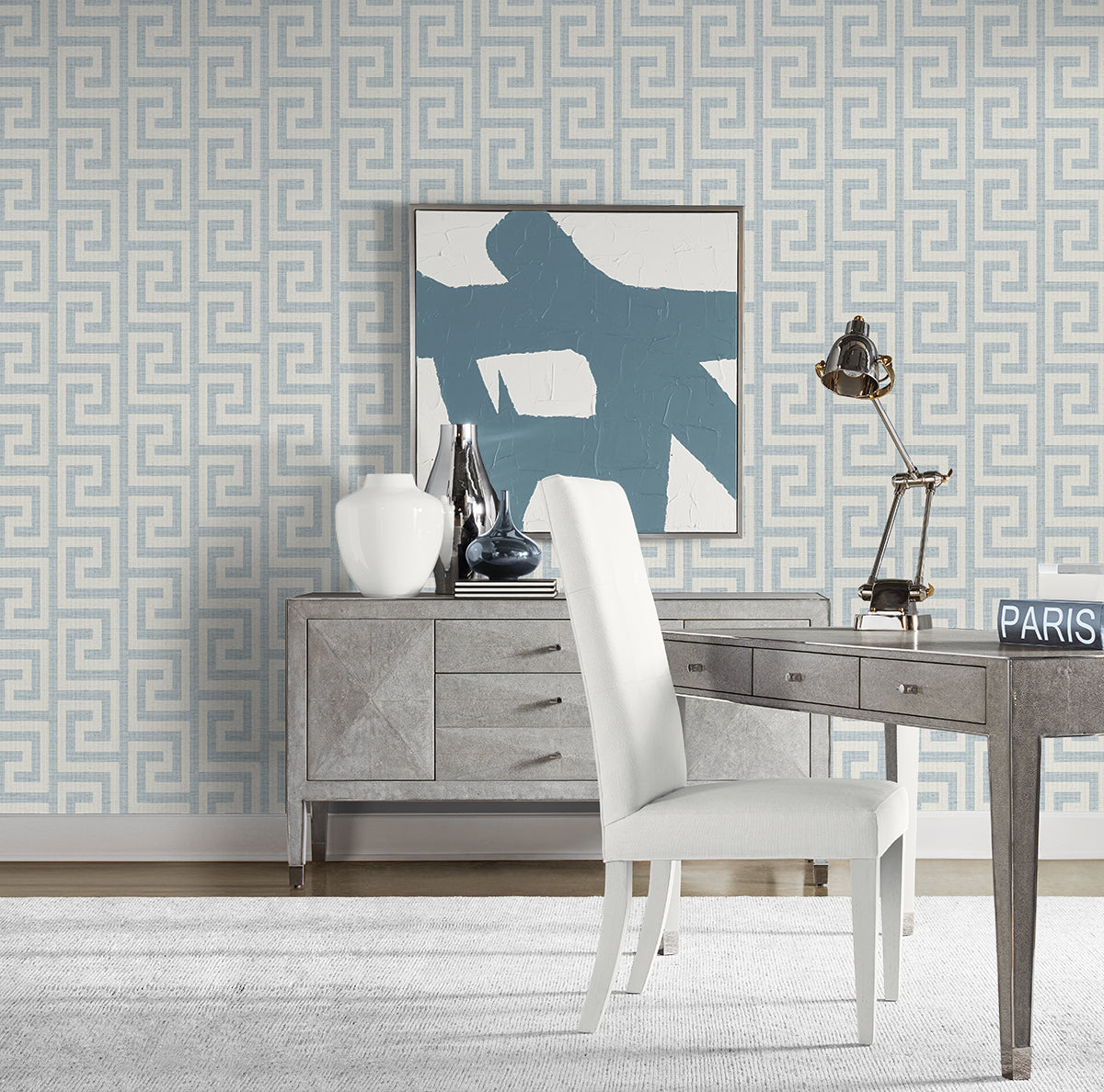 Lillian August Luna Retreat Greek Key Skylight Wallpaper LN41202