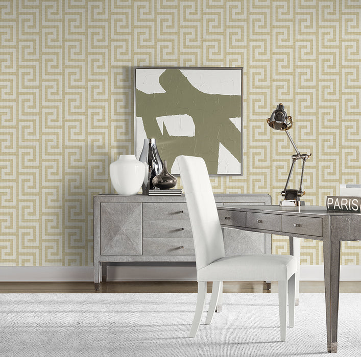 Lillian August Luna Retreat Greek Key Golden Wallpaper LN41203