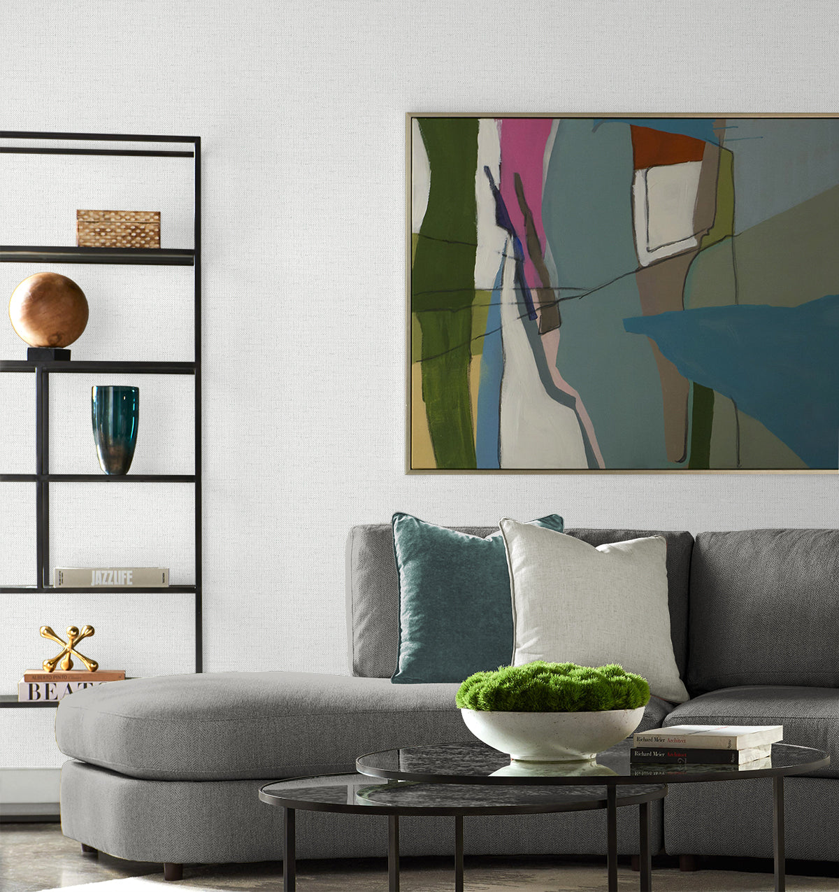 Lillian August Kaya Faux Paperweave Dove Wallpaper Sample LN41300