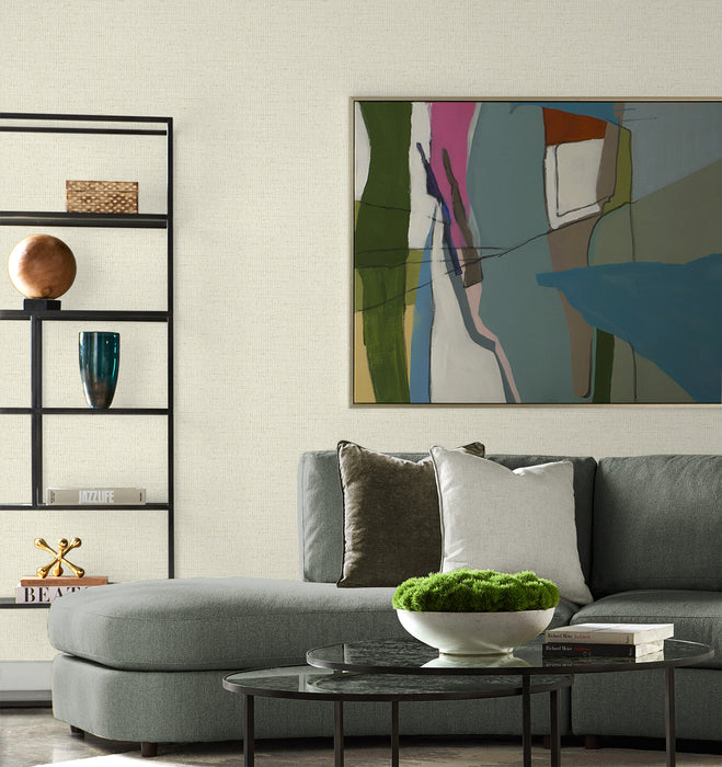 Lillian August Kaya Faux Paperweave Cream Wallpaper Sample LN41305