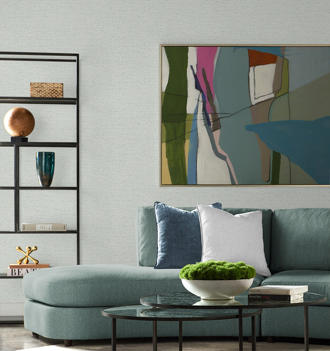 Lillian August Kaya Faux Paperweave Harbor Mist Wallpaper Sample LN41308