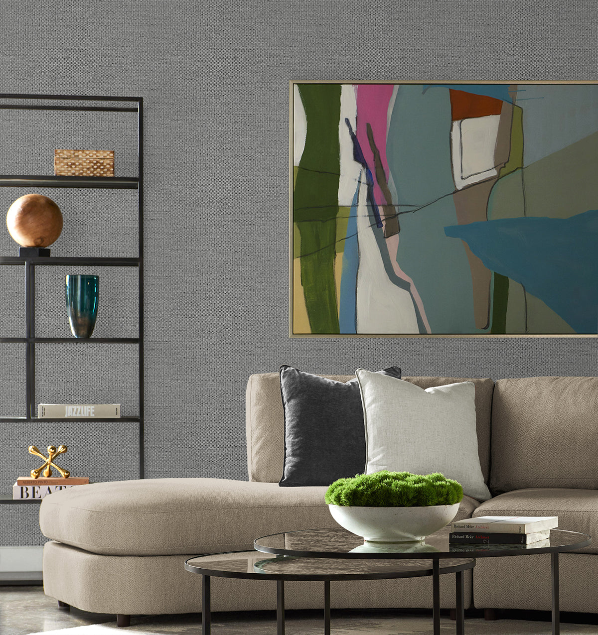 Lillian August Kaya Faux Paperweave Shadow Wallpaper Sample LN41310