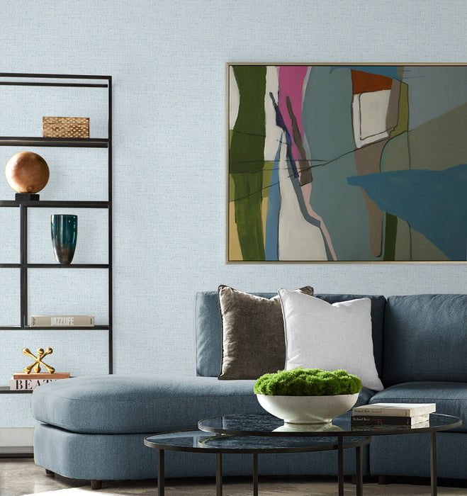 Lillian August Kaya Faux Paperweave Sea Breeze Wallpaper Sample LN41312