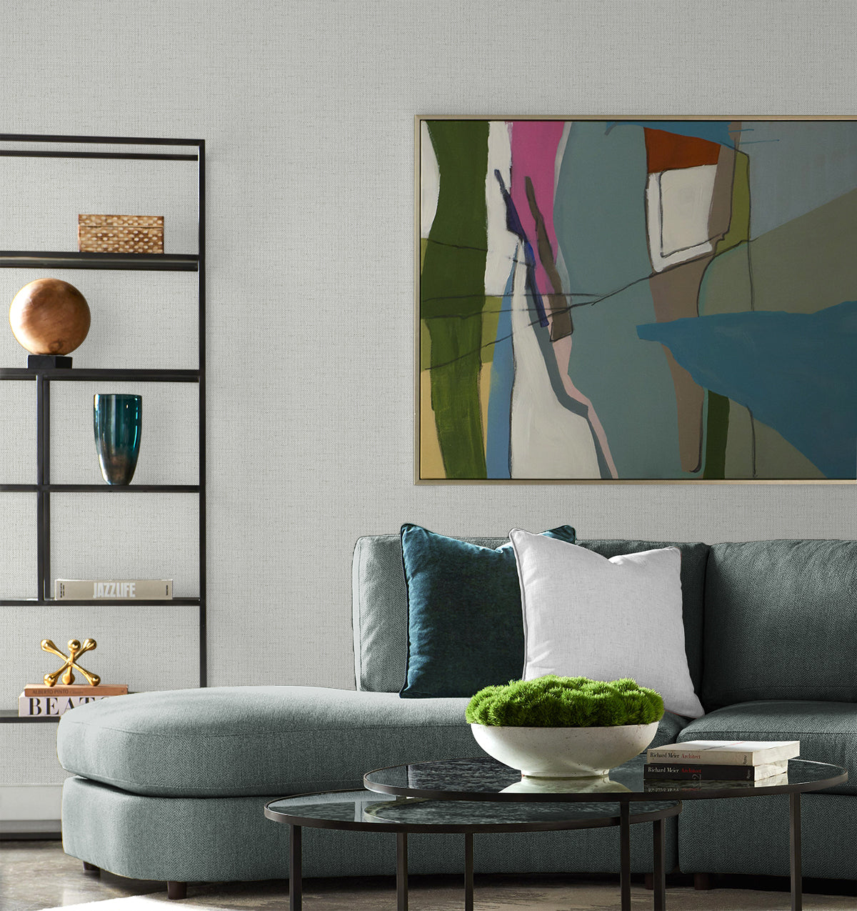 Lillian August Kaya Faux Paperweave Calcutta Wallpaper Sample LN41317