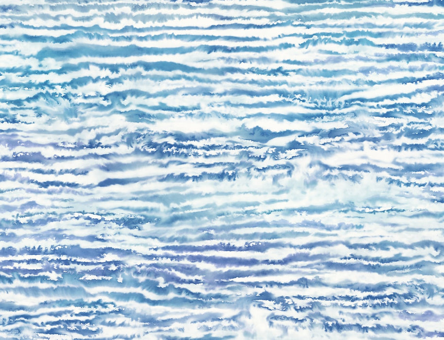 Seabrook Designs Watercolor Waves French Navy And Aqua Wallpaper Sample LW50502