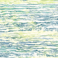 Seabrook Designs Watercolor Waves Deep Sea And Spring Green Wallpaper LW50504