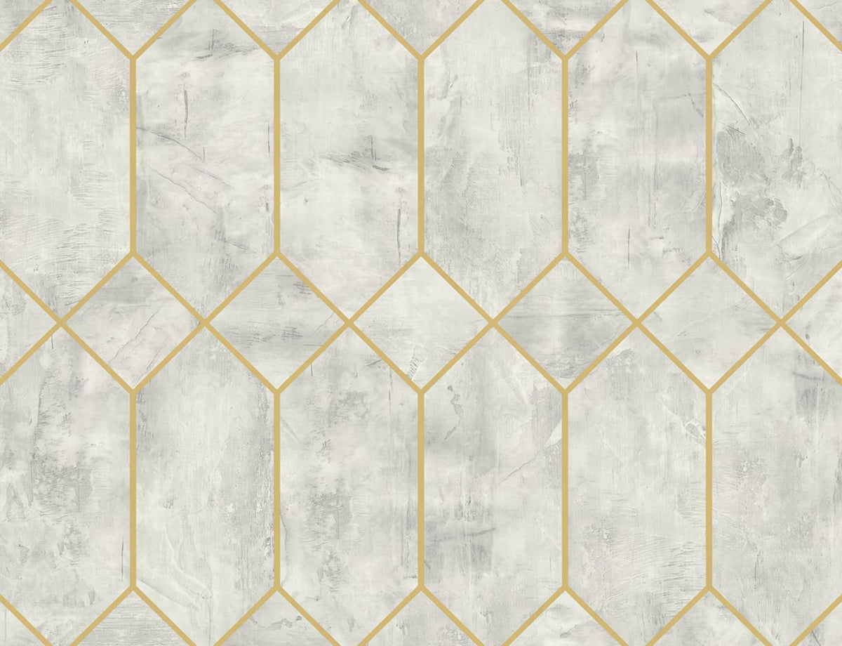 Seabrook Designs Geo Faux Silver Birch And Metallic Gold LW51610 Sample ...