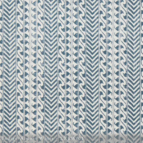 Lisa Fine Luxor Wallpaper Indigo/Almost White Wallpaper Sample LXRW-01