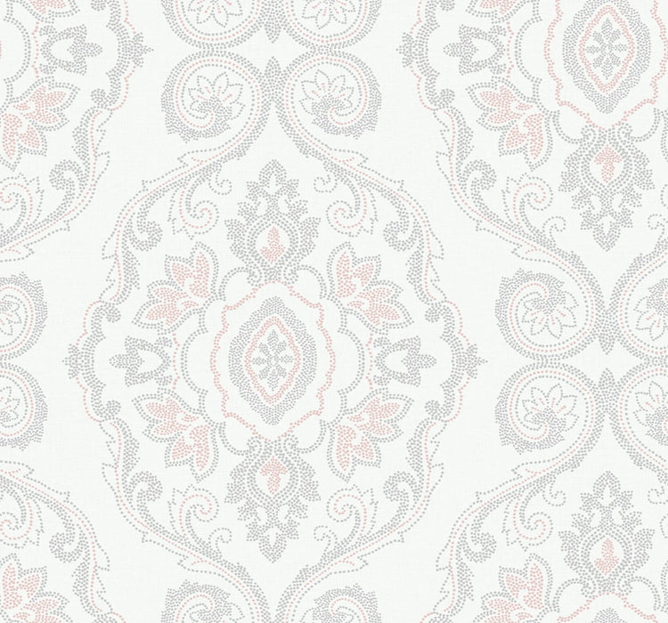 Seabrook Designs Nautical Damask Pink Sunset Wallpaper Sample MB30301