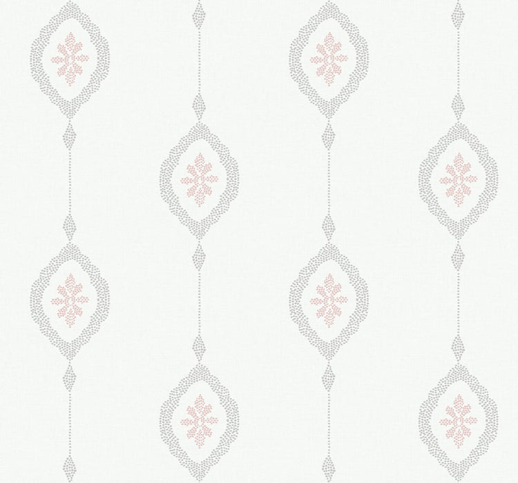 Seabrook Designs Sand Dollar Stripe Pink Sunset Wallpaper Sample MB30501