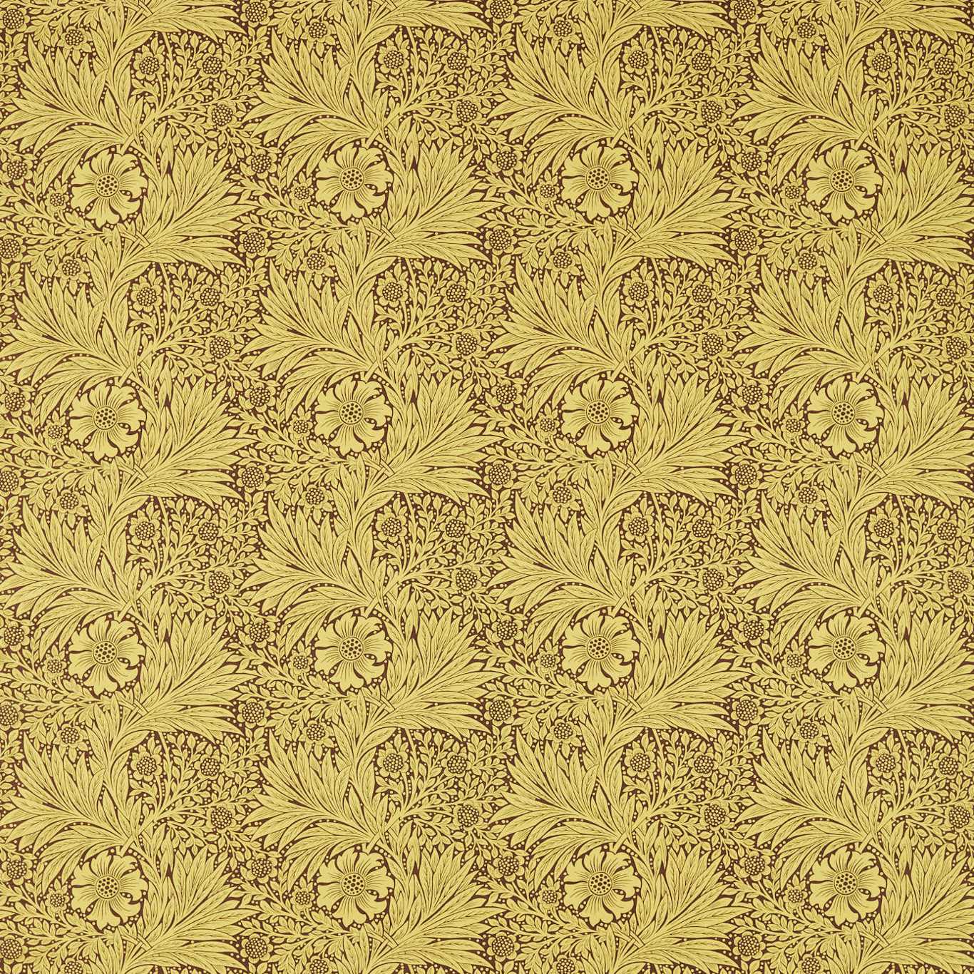 Morris & Co Marigold Summer Yellow/Chocolate Fabric Sample MCOP226983
