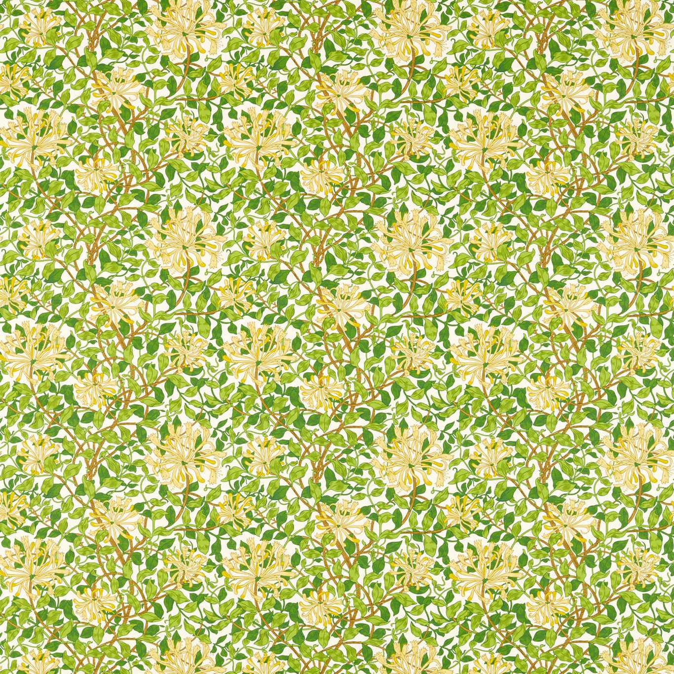 Morris & Co Honeysuckle Cream/Chocolate Fabric Sample MCOP226984