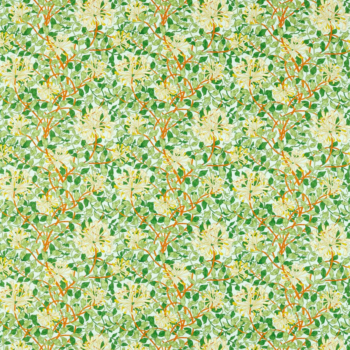 Morris & Co Honeysuckle Sky/Burnt Orange Fabric Sample MCOP226985