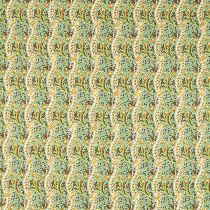 Morris & Co Daffodil Cove Blue/Chocolate Fabric Sample MCOP226993