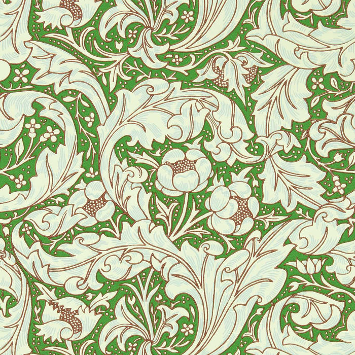 Morris & Co Bachelors Button Leaf Green/Sky Wallpaper Sample MCOW217096