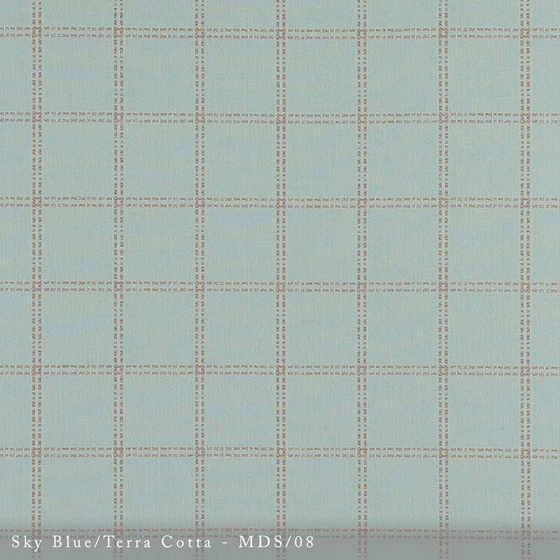 Lisa Fine Madras - Performance Sky Blue/Terra Cotta Fabric Sample MDS-08