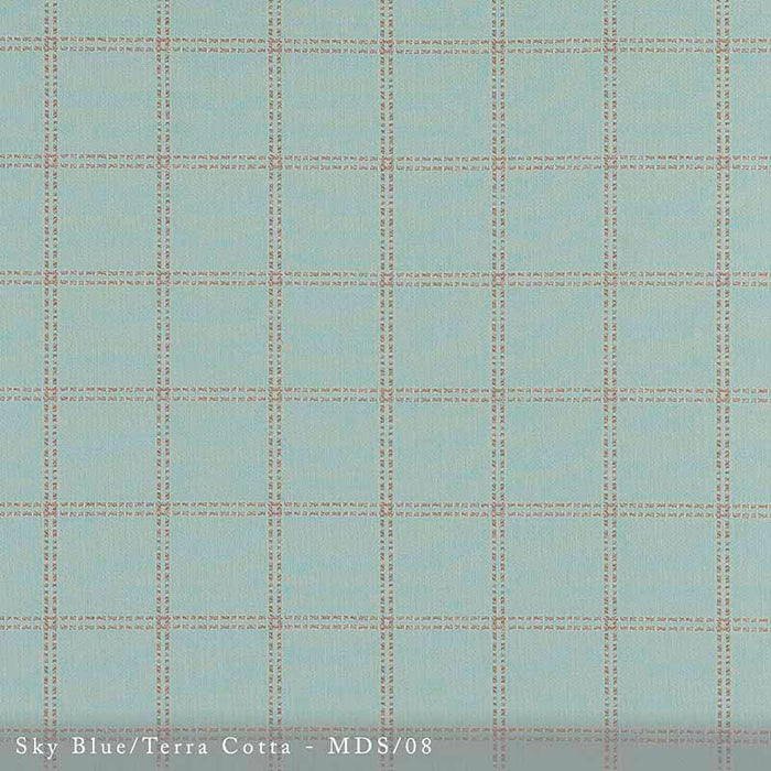 Lisa Fine Madras - Performance Sky Blue/Terra Cotta Fabric Sample MDS-08