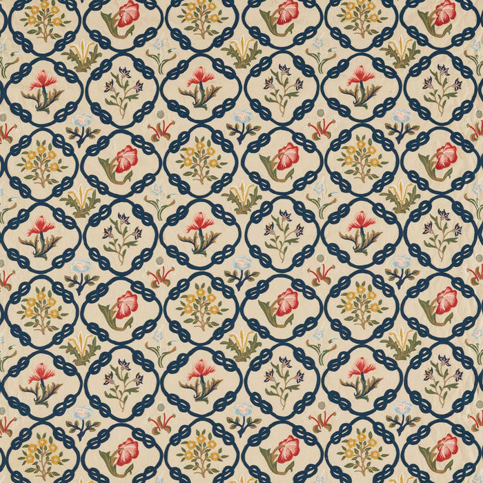 Morris & Co Mays Coverlet Indigo/Rose Fabric Sample MEWF237308