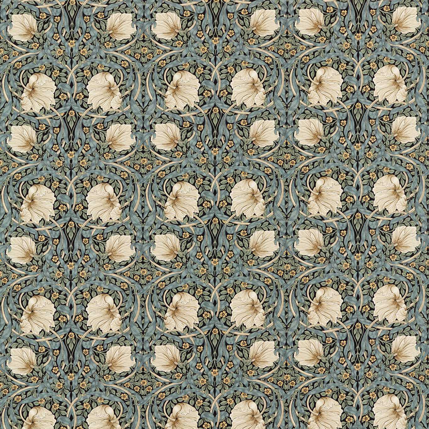 Morris & Co Pimpernel Ink/Sage Fabric Sample MFRF227230