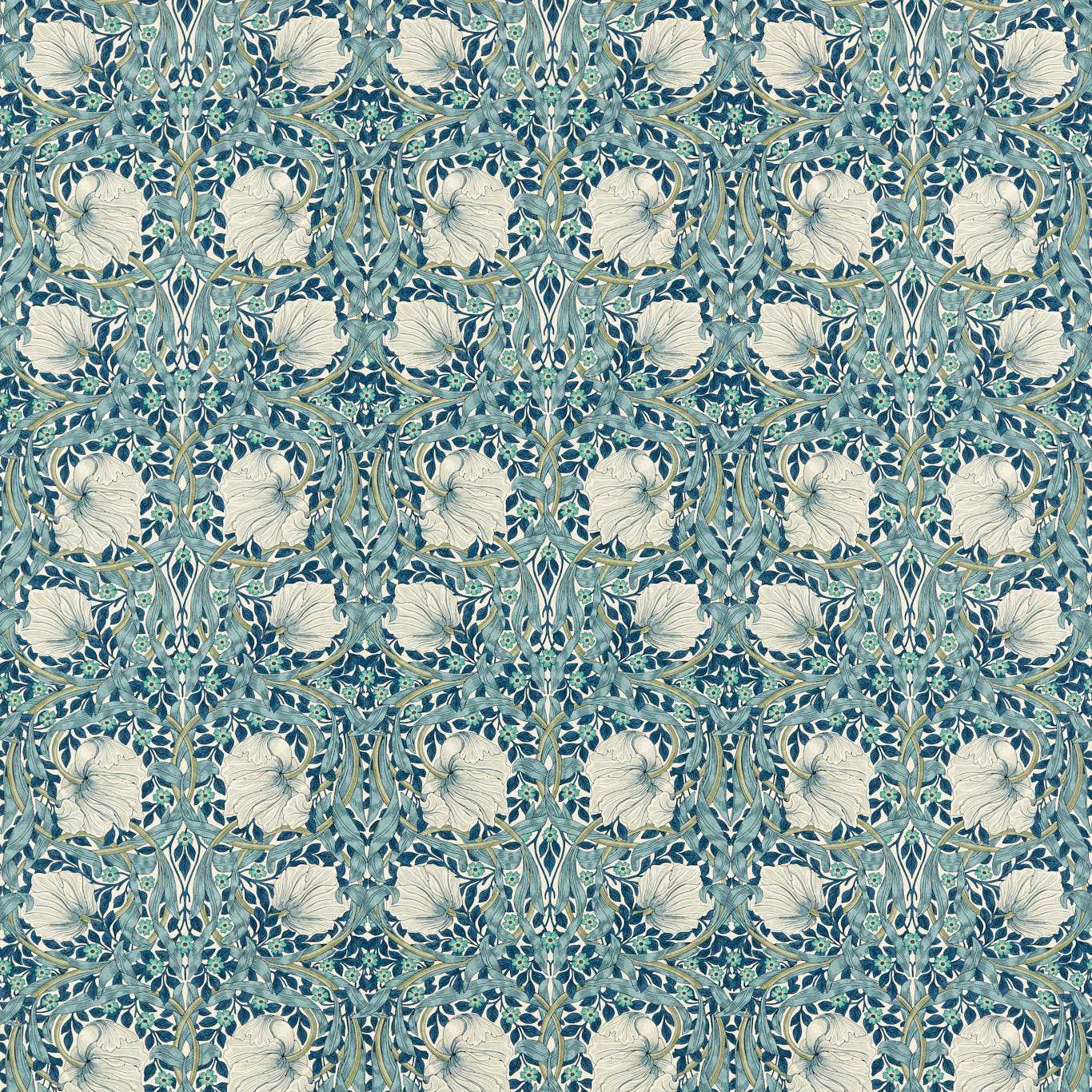 Morris & Co Pimpernel Cobalt/Mineral Fabric Sample MFRF227232