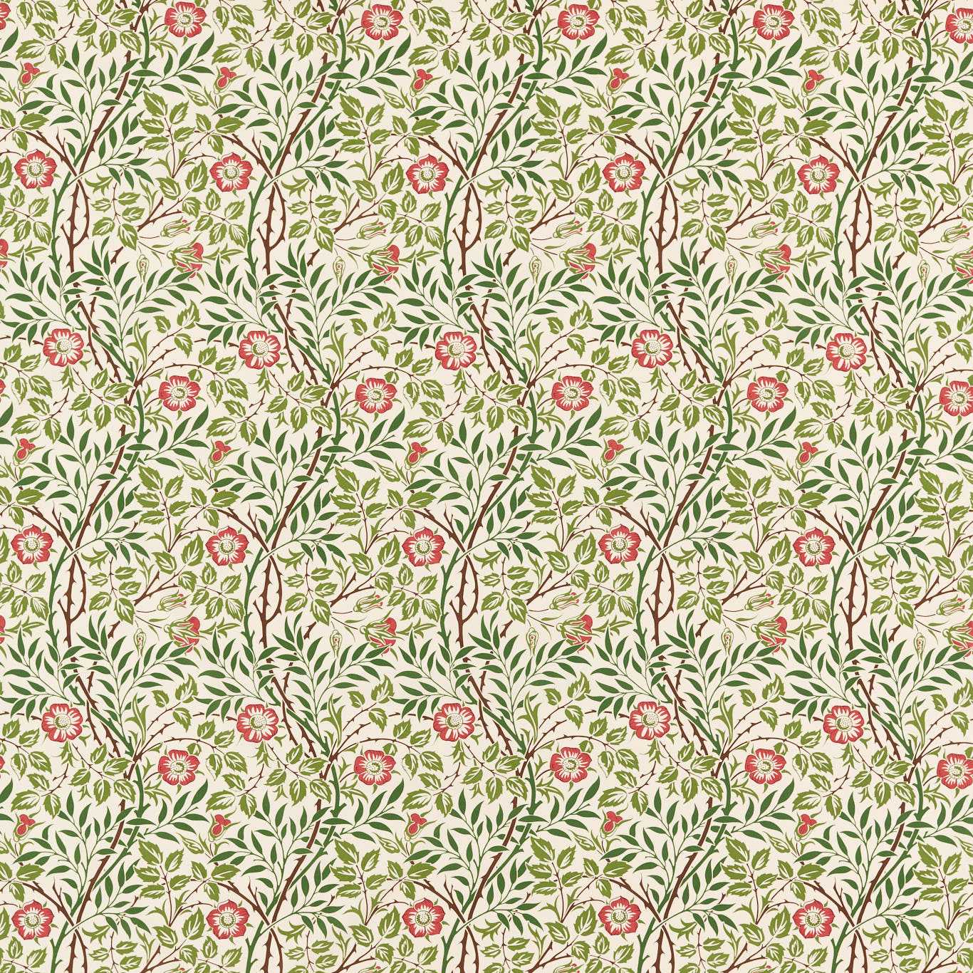 Morris & Co Sweet Briar Boughs/Rose Fabric Sample MFRF227240