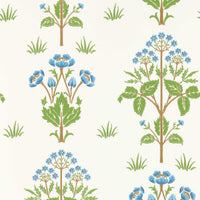 Morris & Co Meadow Sweet Cobalt/Grass green Wallpaper MFRW217368