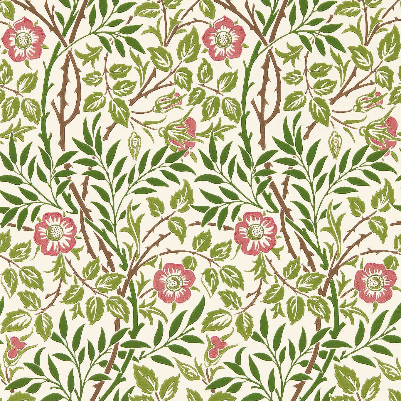 Morris & Co Sweet Briar Boughs/Rose Wallpaper Sample MFRW217370
