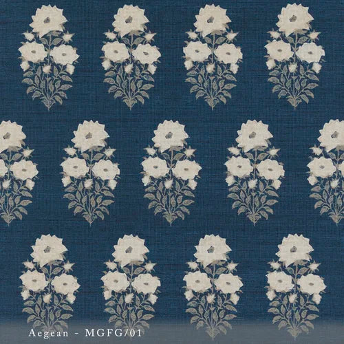 Lisa Fine Mughal Flower Grasscloth Aegean Wallpaper MGFG-01