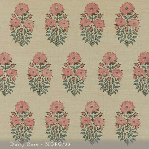 Lisa Fine Mughal Flower Grasscloth Dusty Rose Wallpaper Sample MGFG-33