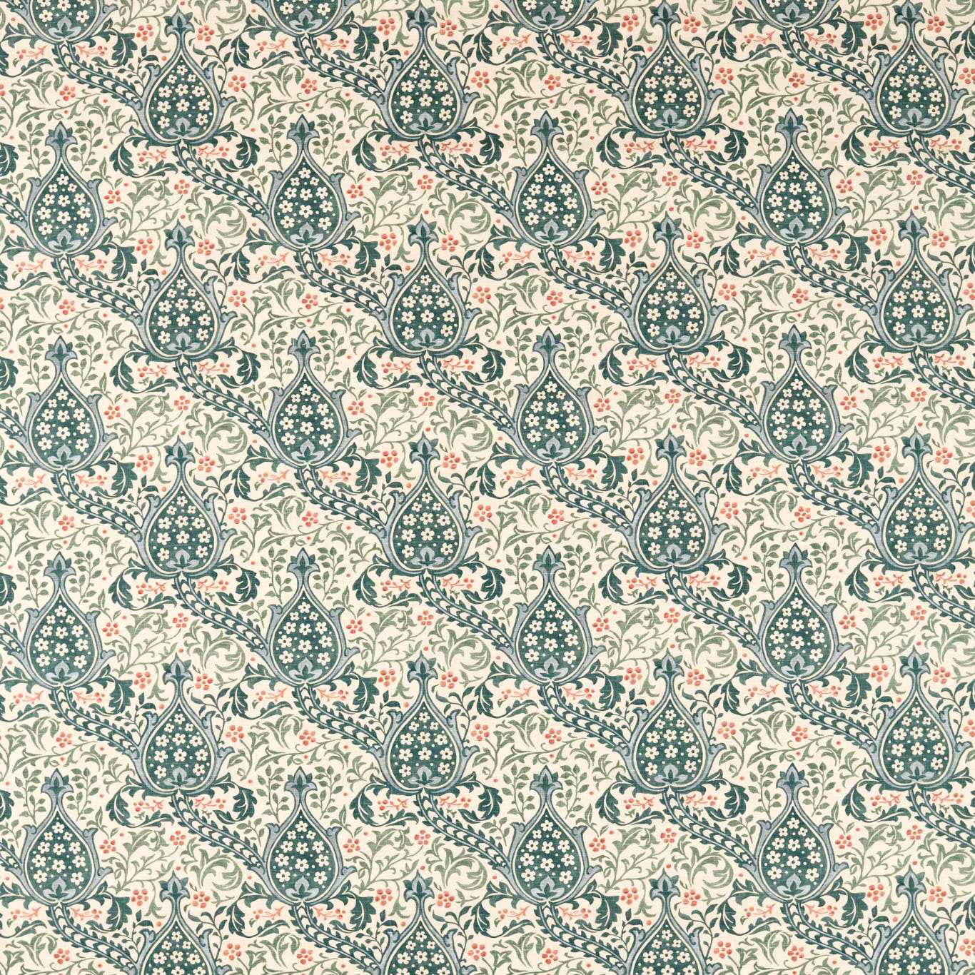 Morris & Co Persian Tulip Teal Fabric Sample MHCB227383
