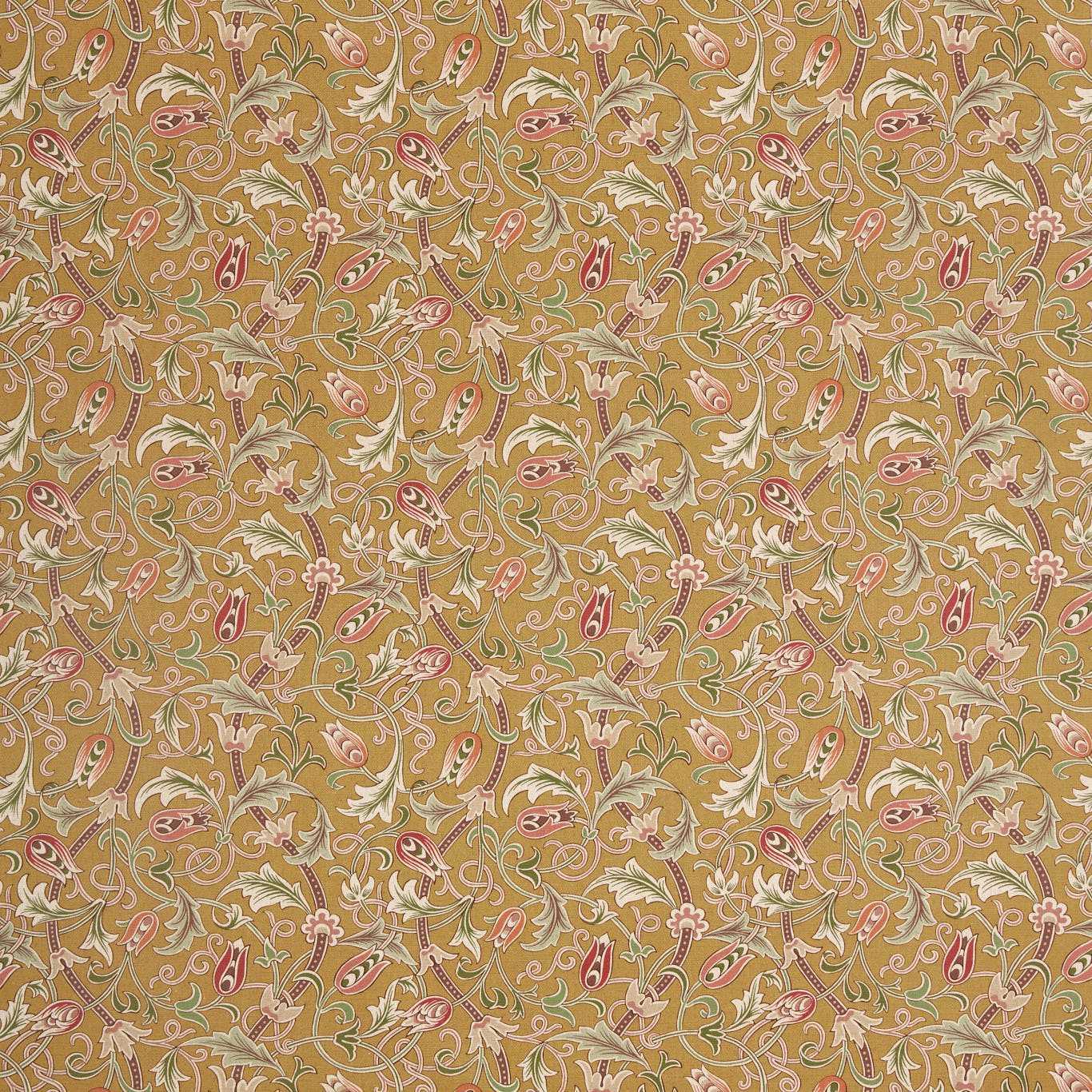 Morris & Co Scrolling Tulip Gold Fabric Sample MHTF227361