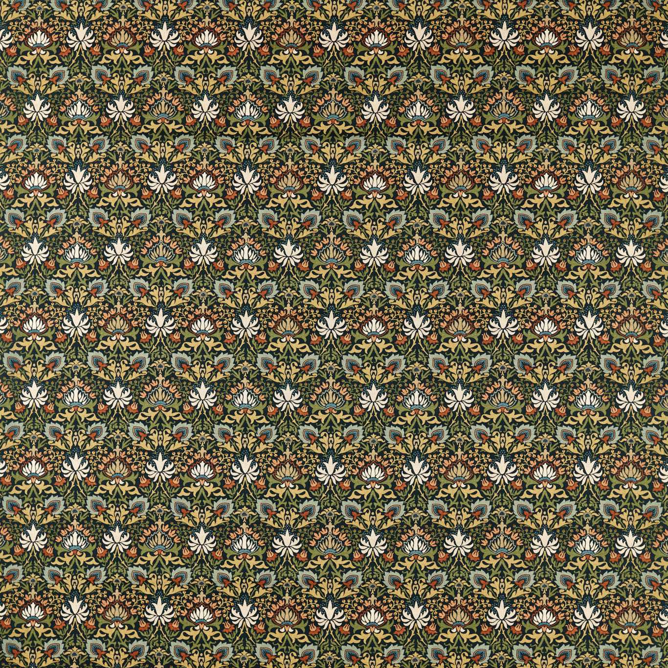 Morris & Co Meda Iris Forest/Russet Fabric Sample MHTF227367