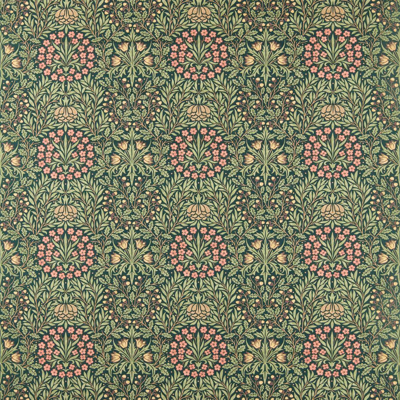 Morris & Co Daisy & Oak Forest Fabric Sample MHTF227372