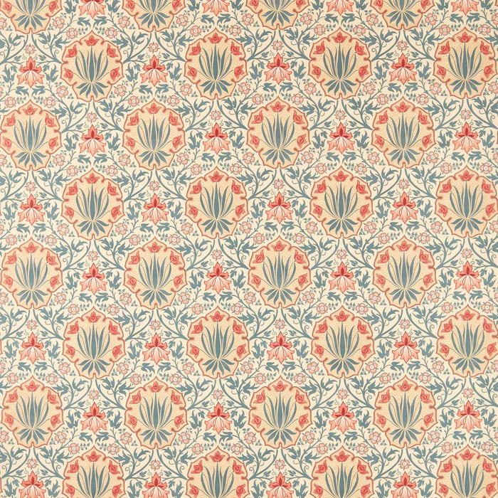 Morris & Co Iris & Rose Indigo/Crimson Fabric Sample MHTF227374